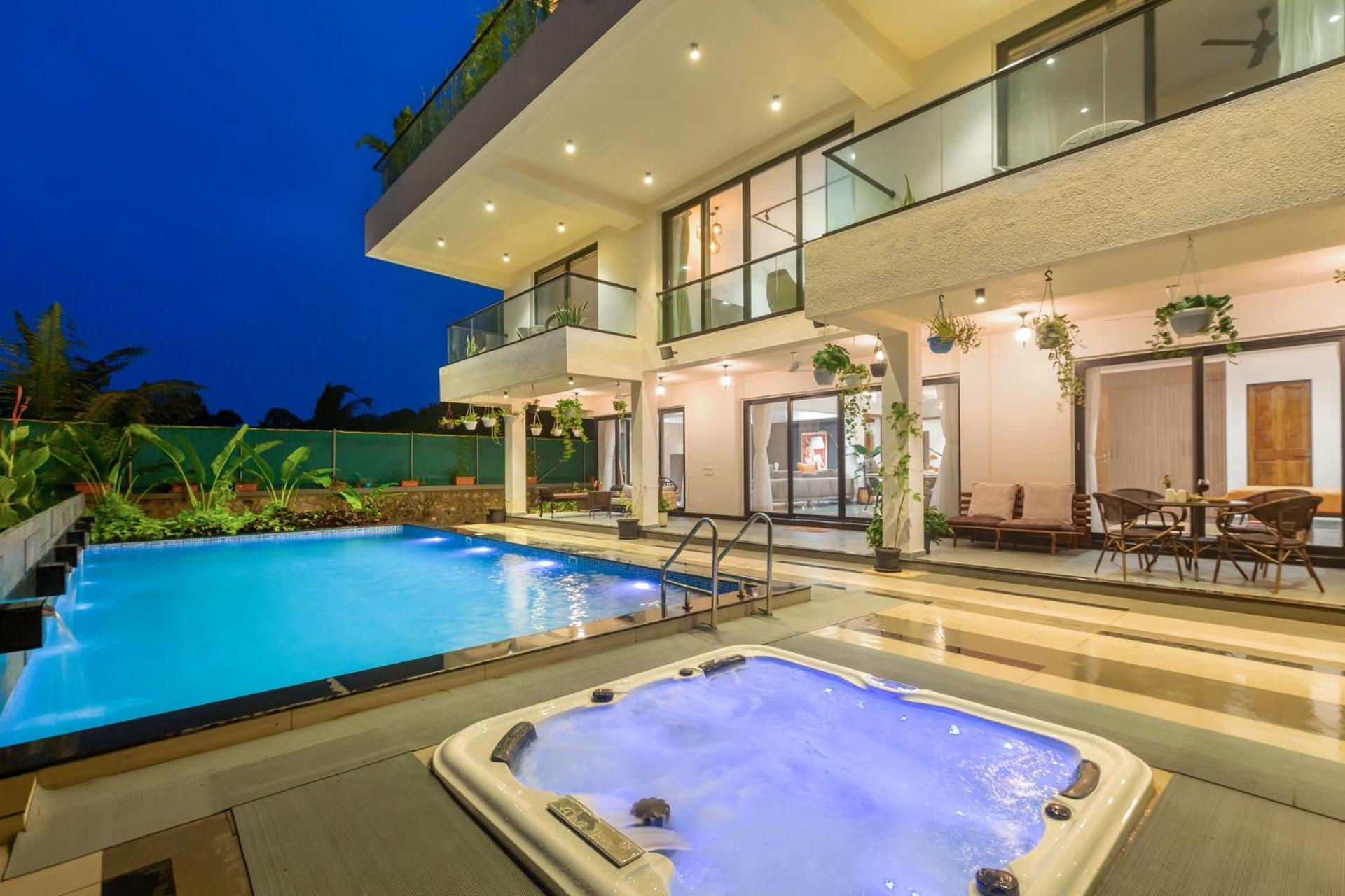 Villa Sereno By Stayvista - An Elegant And Entertaining Retreat Featuring A Swimming Pool, Outdoor Jacuzzi, Modern Interiors, And A Snooker Table Alībāg Exterior foto